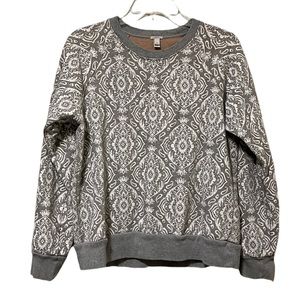 J. Crew Medallion Print Gray Crewneck Sweatshirt
